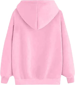 2024 Women's Fall Fashionable Casual Drawstring Sweaters Long Sleeved Loose Sports Hooded Cute Printed Tops