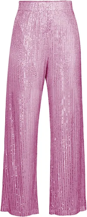Aelidiya Women's Glitter Sequin Long Loose Pants Bling Party Clubwear Elastic Casual Pants