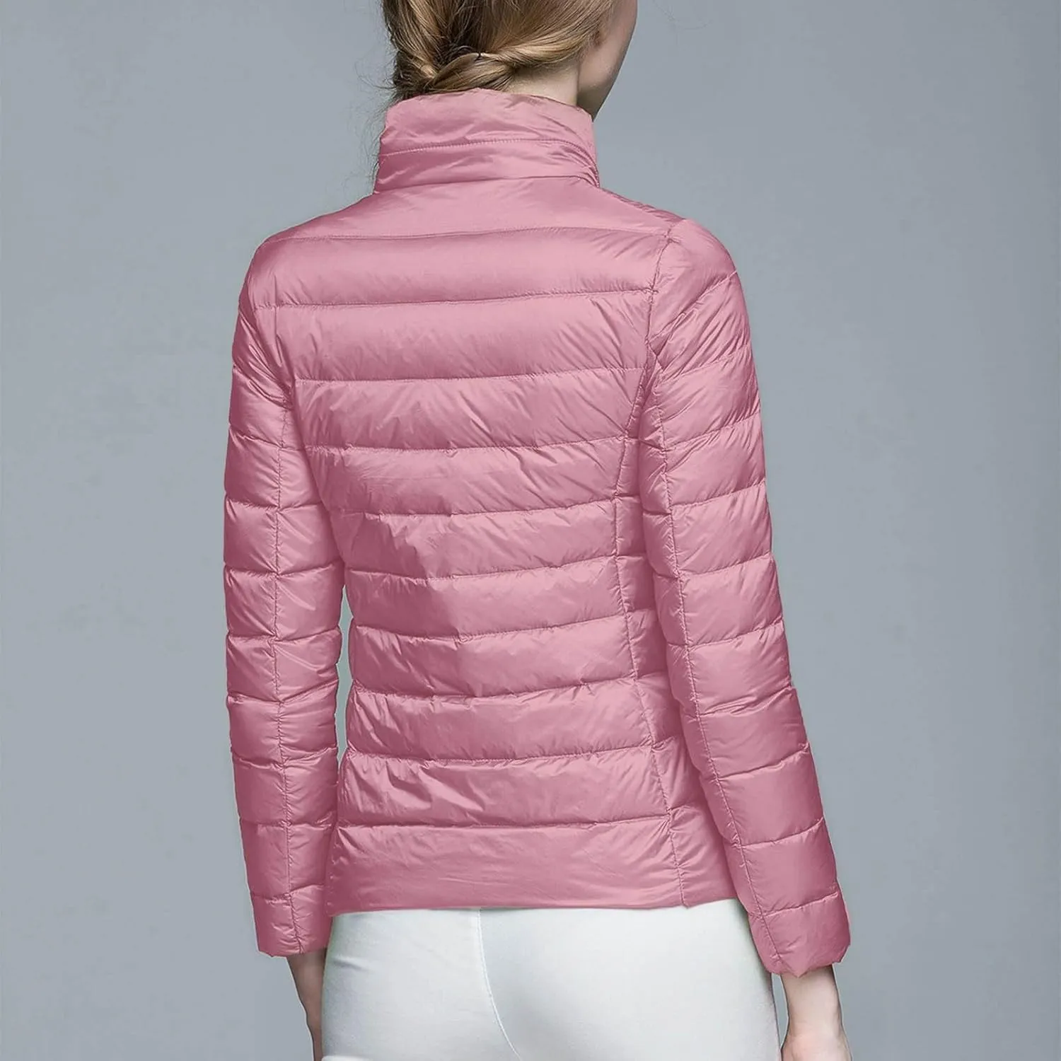Aniywn Light Jackets for Women Warm No Hood Down Jacket Packable Short Fall Jacket Zip Cardigan Winter Coats with Pockets