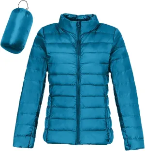 Aniywn Light Jackets for Women Warm No Hood Down Jacket Packable Short Fall Jacket Zip Cardigan Winter Coats with Pockets