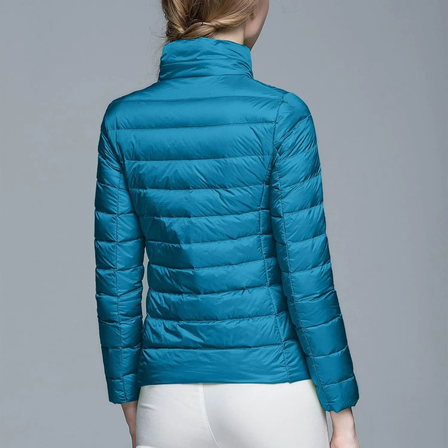 Aniywn Light Jackets for Women Warm No Hood Down Jacket Packable Short Fall Jacket Zip Cardigan Winter Coats with Pockets