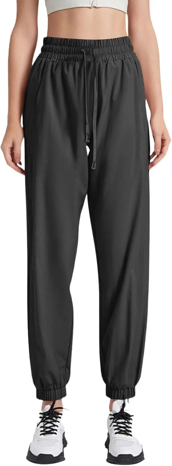 Beeswan Pants for Women Casual Loose Stretchy Work Pants Jogging Elastic Summer Solid Outfit Ankle-Length with Pockets