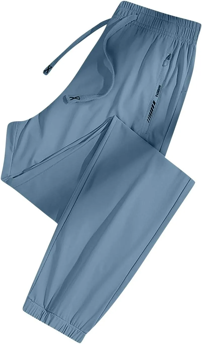 Beeswan Pants for Women Casual Loose Stretchy Work Pants Jogging Elastic Summer Solid Outfit Ankle-Length with Pockets