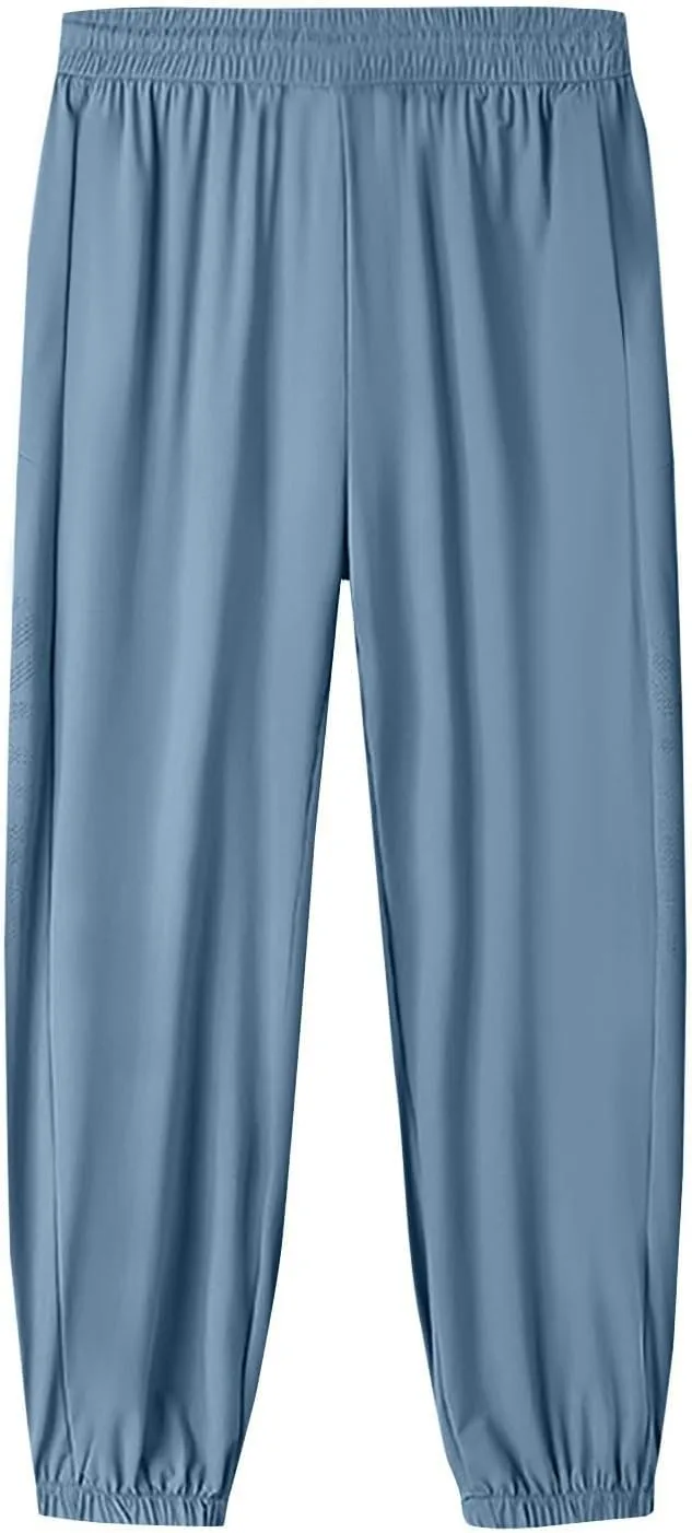 Beeswan Pants for Women Casual Loose Stretchy Work Pants Jogging Elastic Summer Solid Outfit Ankle-Length with Pockets