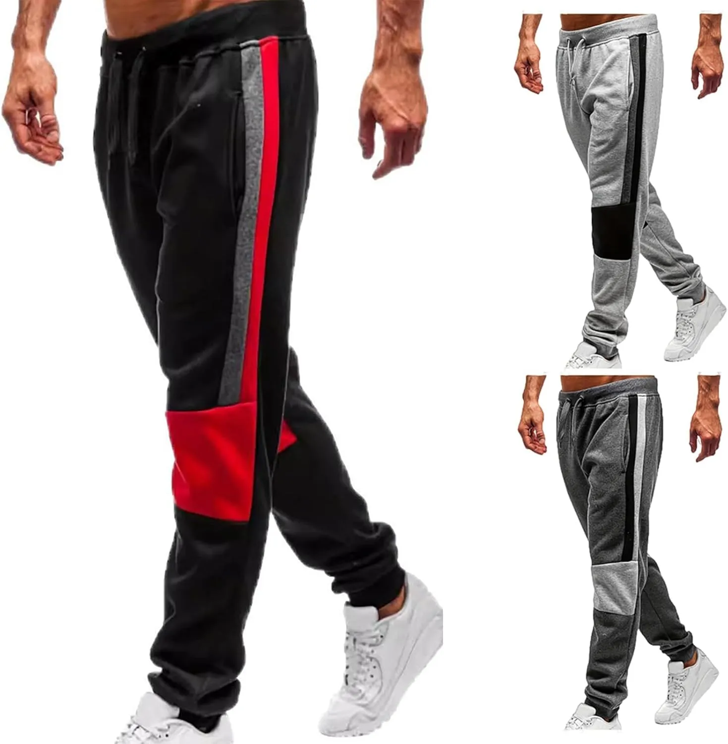 BIFUTON Joggers for Men,Mens Sweatpants with Pockets Color Matching Golf Pants for Men Relaxed Fit Lounge Pants Trousers
