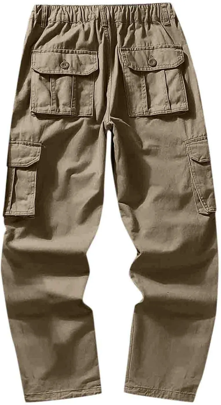 Big and Tall Men Cargo Jogger Sweat Pants Open Bottom Ripstop Hiking Work Pants Relaxed Fit Elastic Waisted Cuffed Ankle