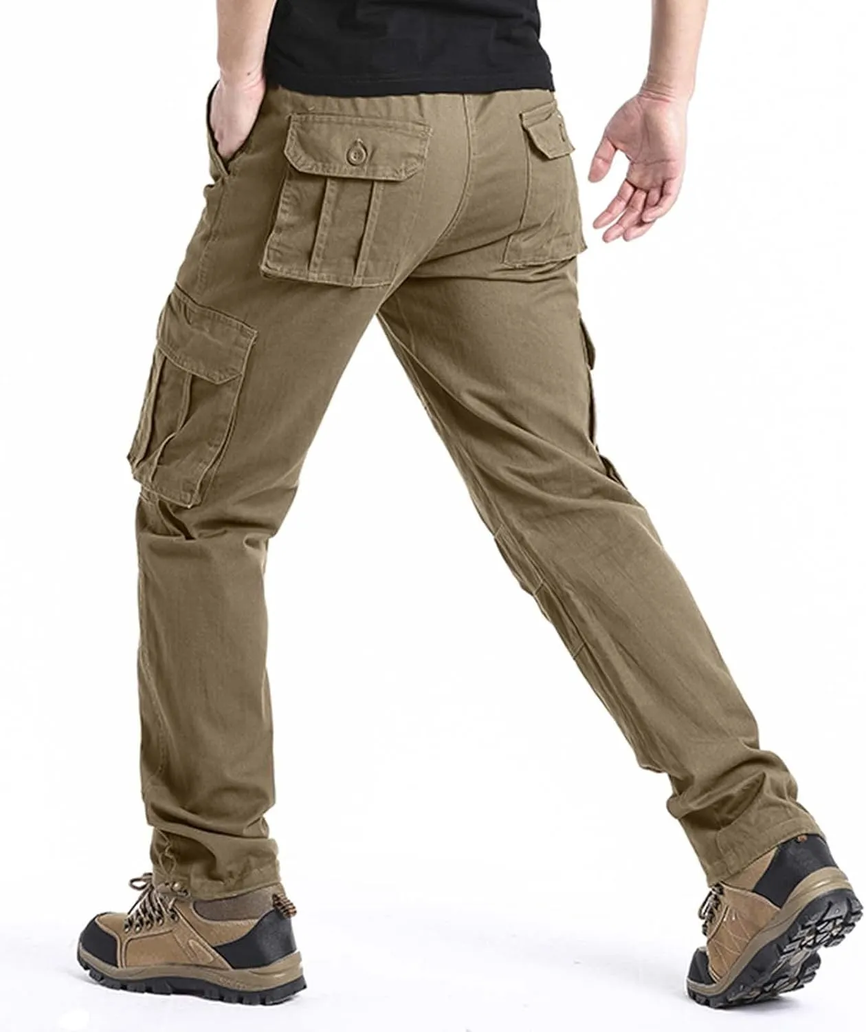 Big and Tall Men Cargo Jogger Sweat Pants Open Bottom Ripstop Hiking Work Pants Relaxed Fit Elastic Waisted Cuffed Ankle