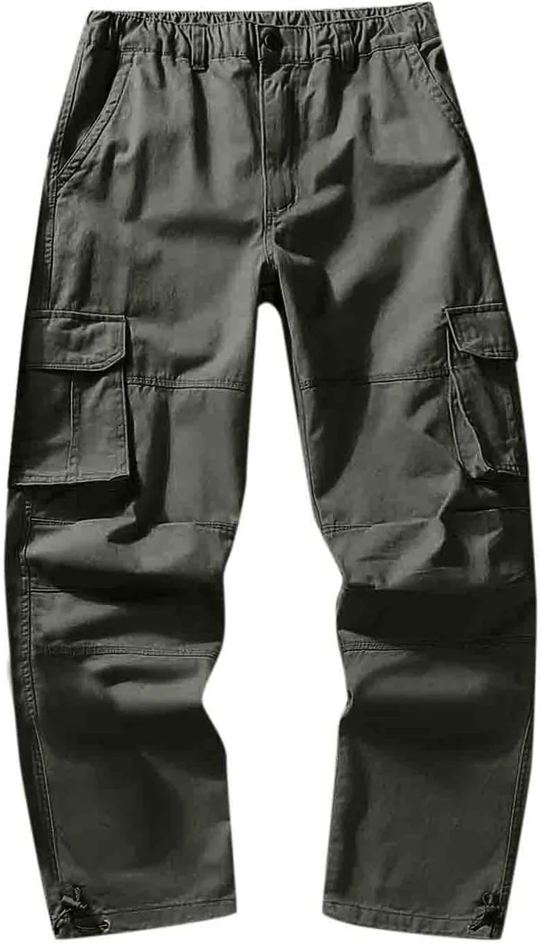 Big and Tall Men Cargo Jogger Sweat Pants Open Bottom Ripstop Hiking Work Pants Stretch Drawstring Cuffed Ankle Jogger