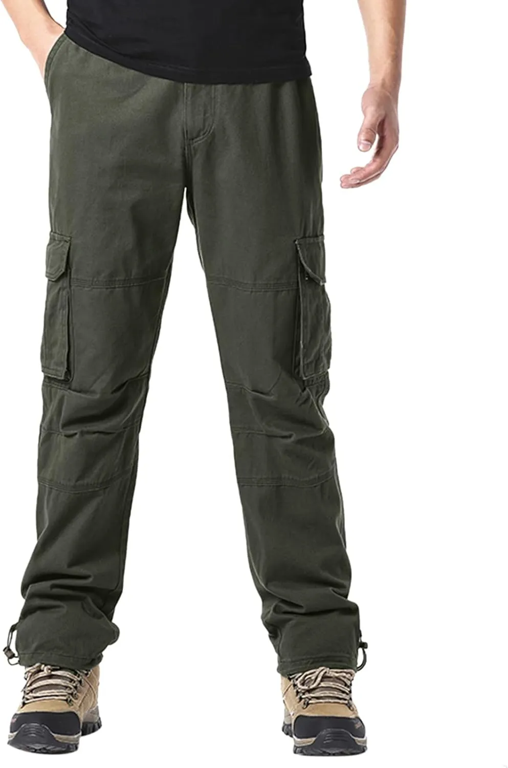 Big and Tall Men Cargo Jogger Sweat Pants Open Bottom Ripstop Hiking Work Pants Stretch Drawstring Cuffed Ankle Jogger
