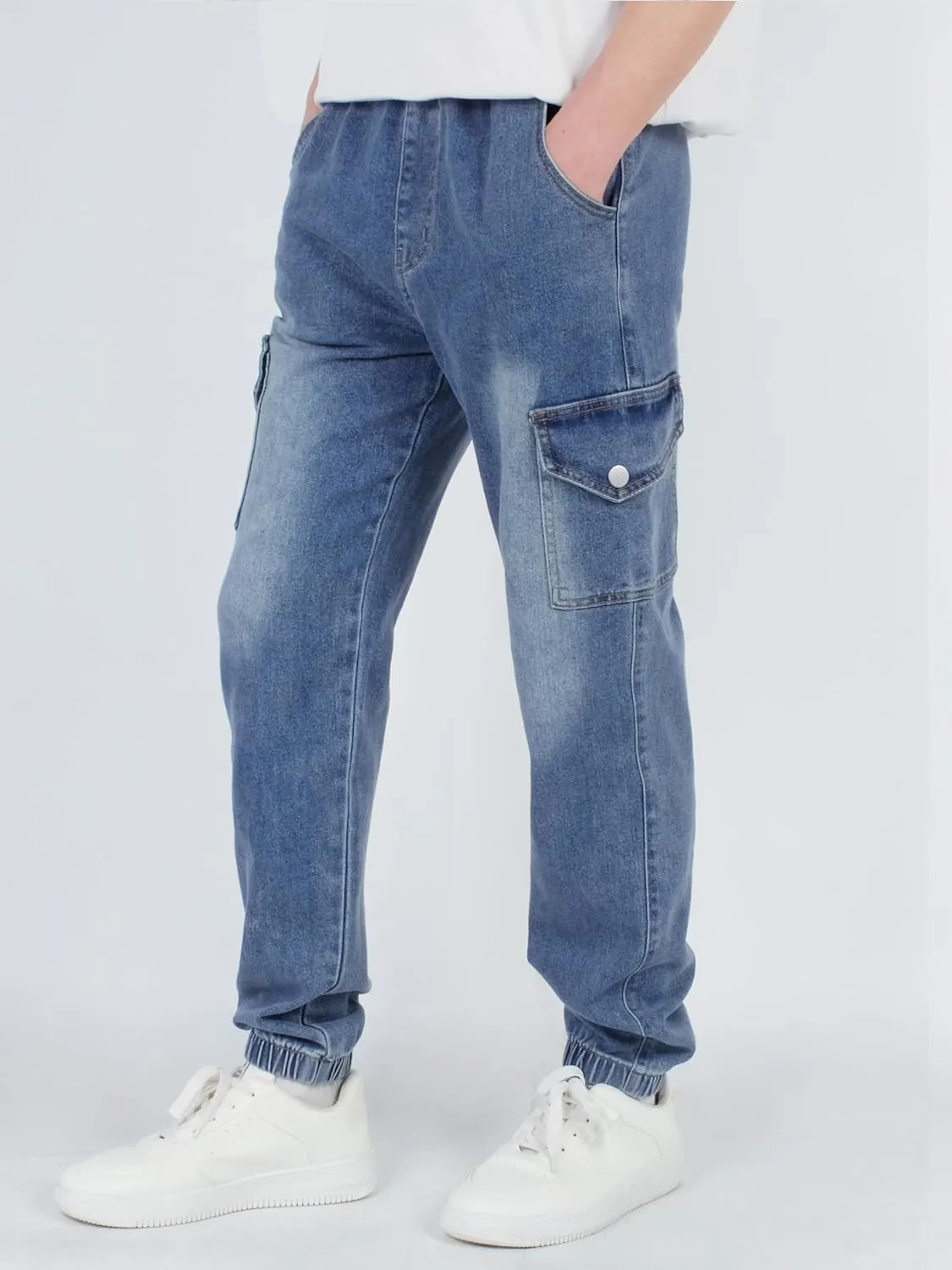 CAMLAKEE Boys Cargo Pants Stretch Elastic Waist School Kids Twill Joggers