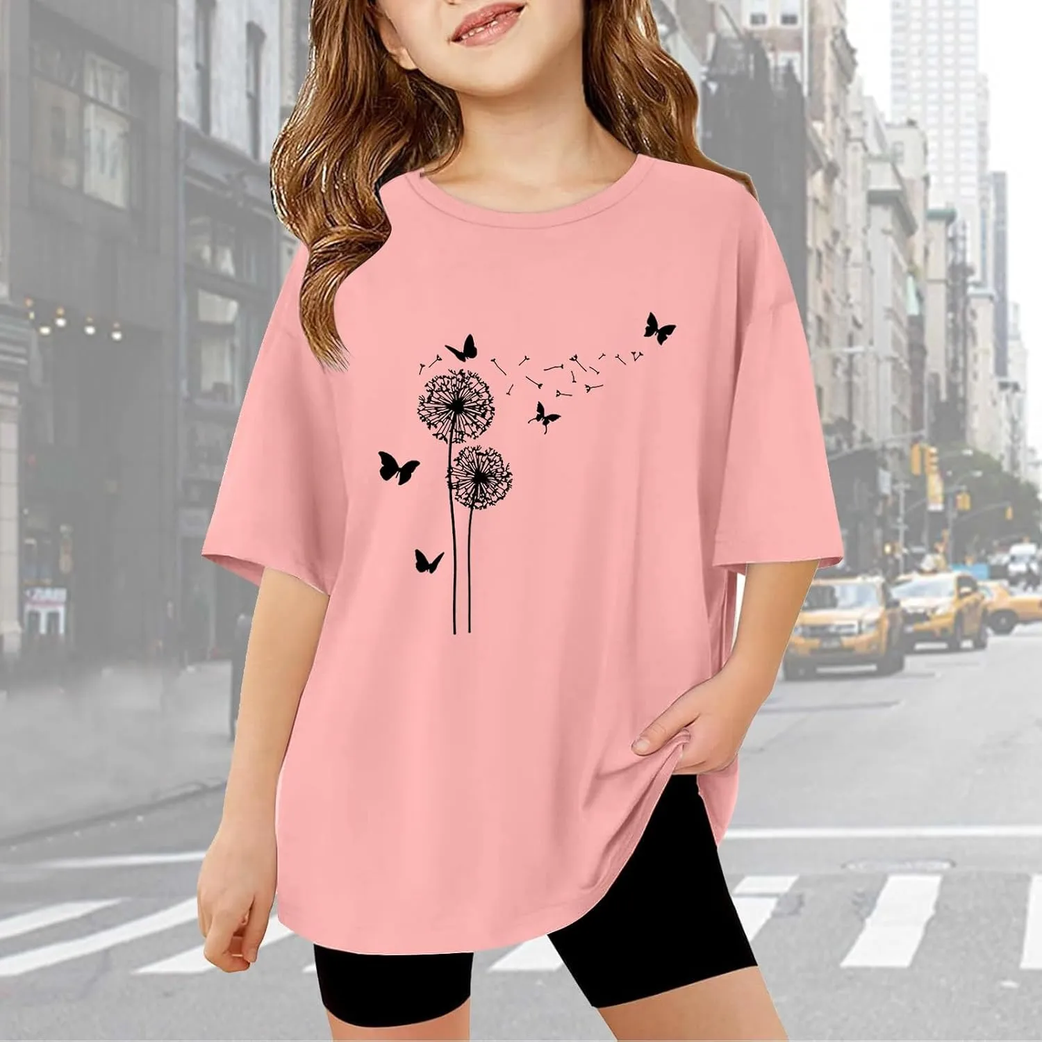 Casual Short Sleeve T-Shirt for Girls,Cute Print Cotton Crewneck Short Sleeve Tees Basic Tees Outfits Tops