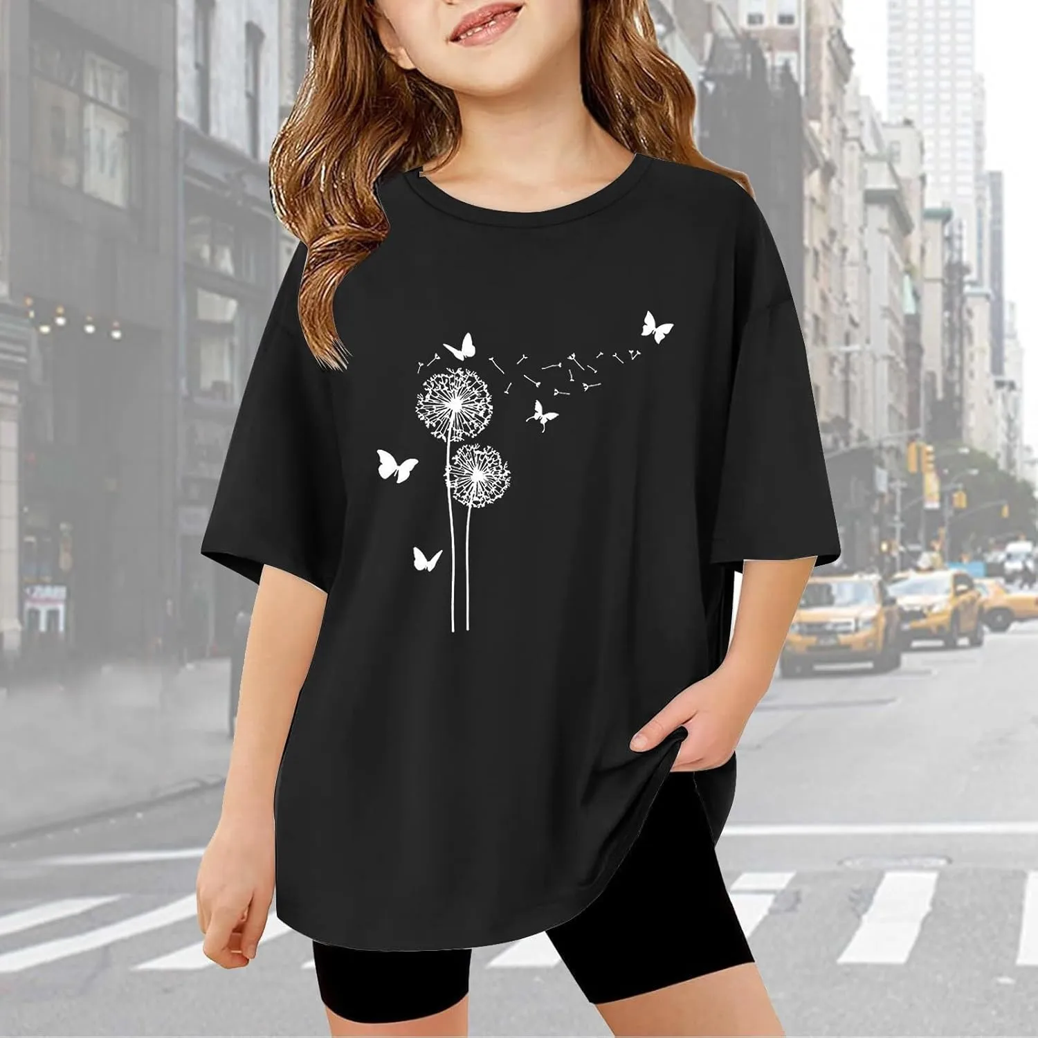 Casual Short Sleeve T-Shirt for Girls,Cute Print Cotton Crewneck Short Sleeve Tees Basic Tees Outfits Tops