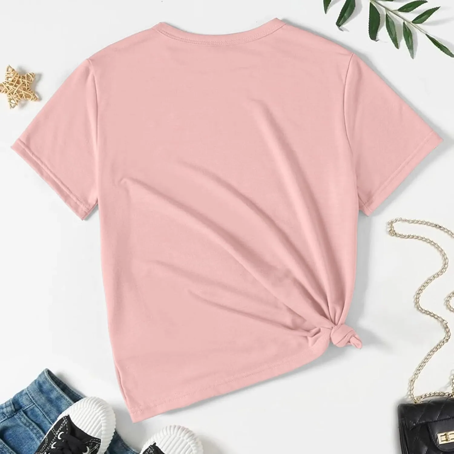 Casual Short Sleeve T-Shirt for Girls,Cute Print Cotton Crewneck Short Sleeve Tees Basic Tees Outfits Tops