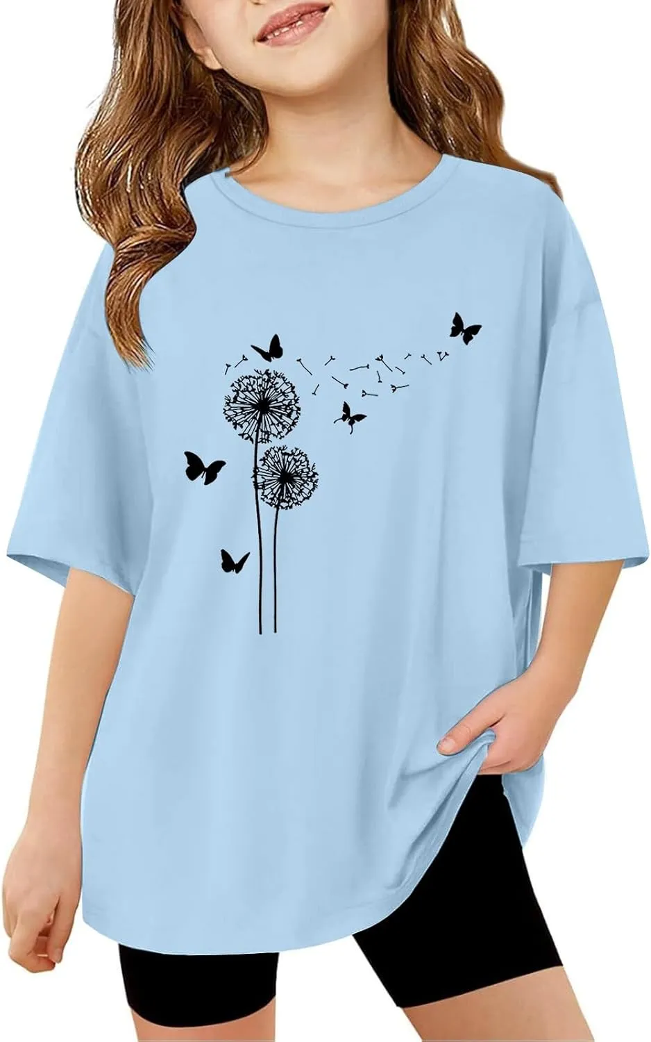 Casual Short Sleeve T-Shirt for Girls,Cute Print Cotton Crewneck Short Sleeve Tees Basic Tees Outfits Tops