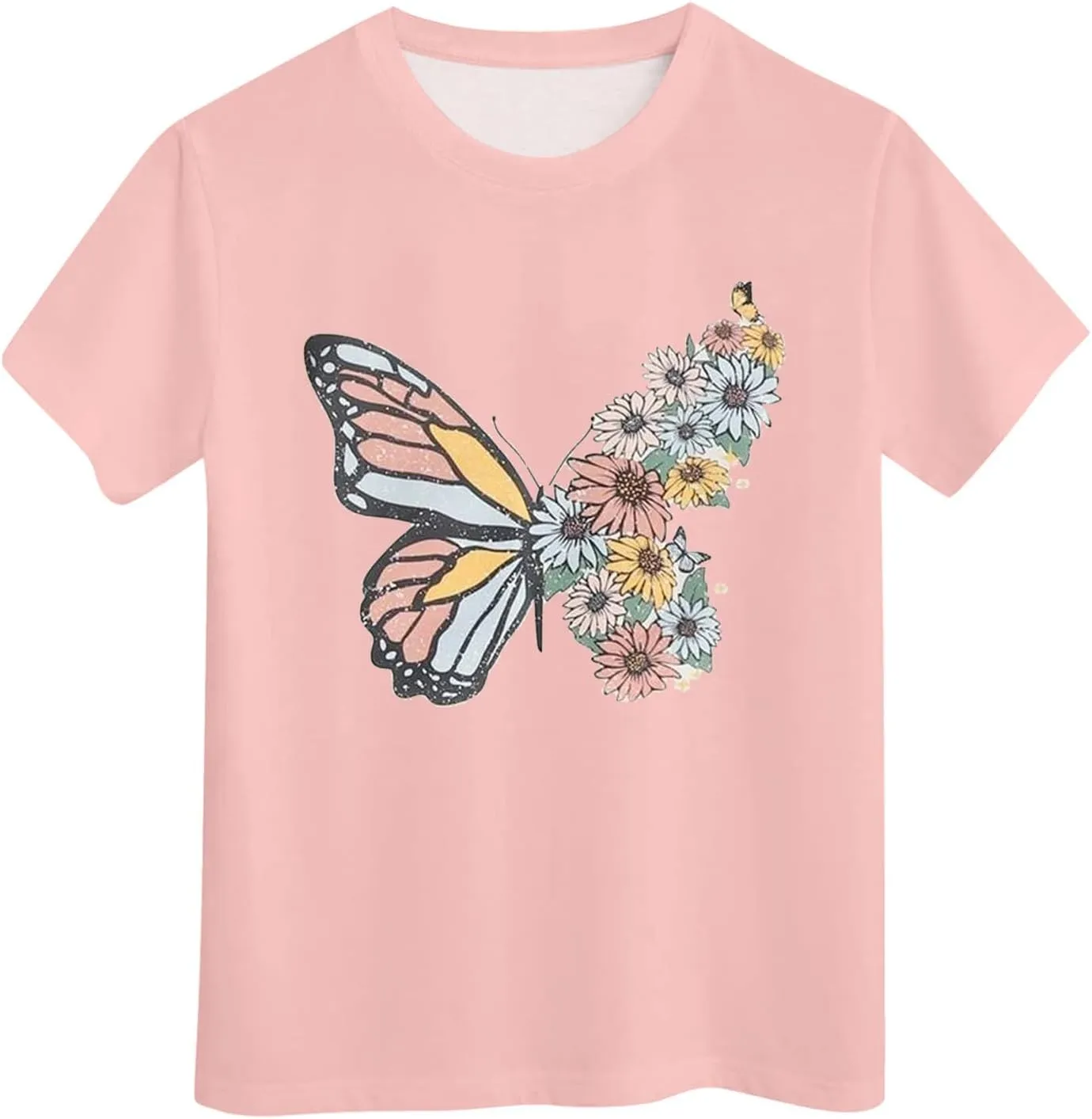 Casual Short Sleeve T-Shirt for Girls,Cute Print Cotton Crewneck Short Sleeve Tees Basic Tees Outfits Tops