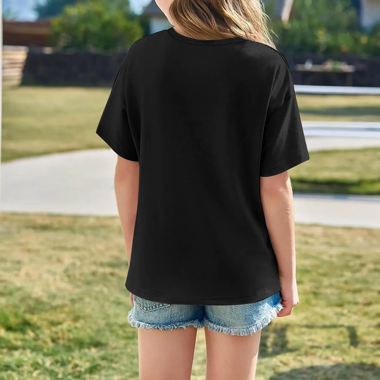 Casual Short Sleeve T-Shirt for Girls,Cute Print Cotton Crewneck Short Sleeve Tees Basic Tees Outfits Tops