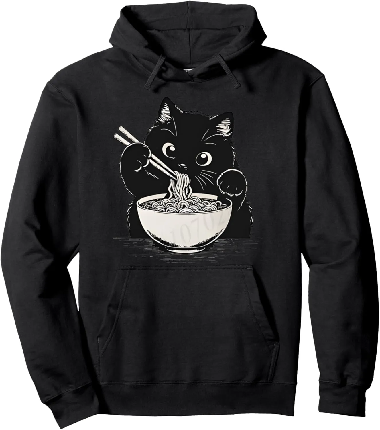 Cat Ramen Japanese Funny Graphic Anime Tees Kawaii Cat Women Pullover Hoodie