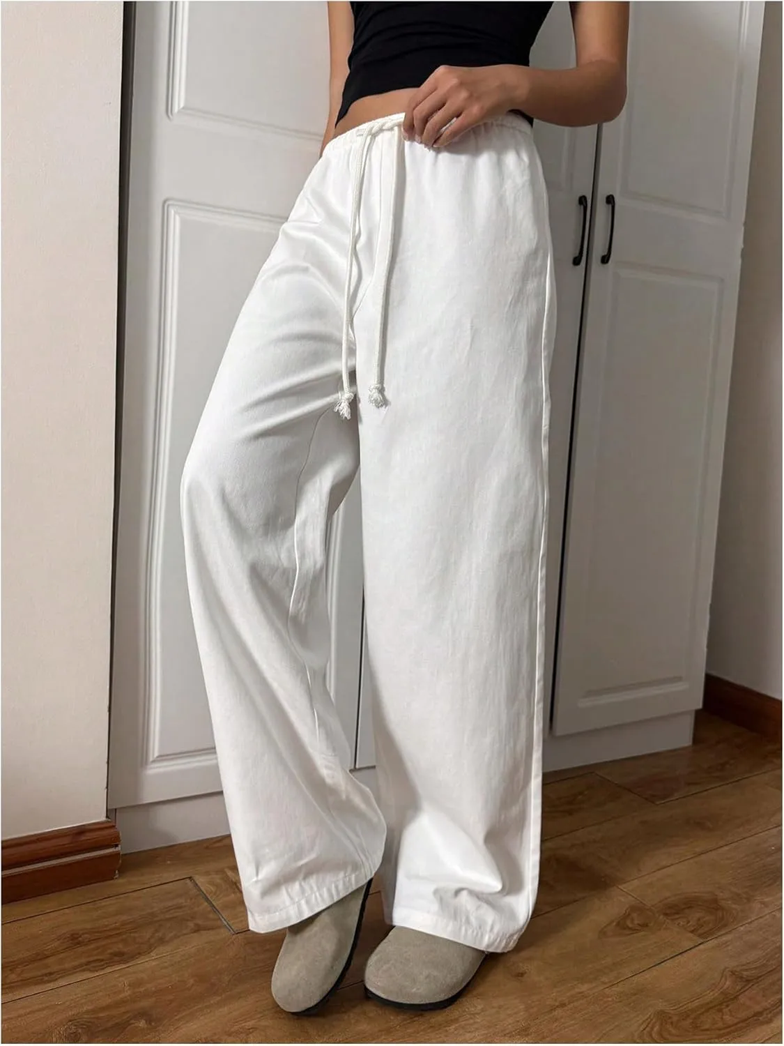 COZYEASE Women's Straight Leg Loose Pants Drawstring Waist Casual Sweatpants Trousers