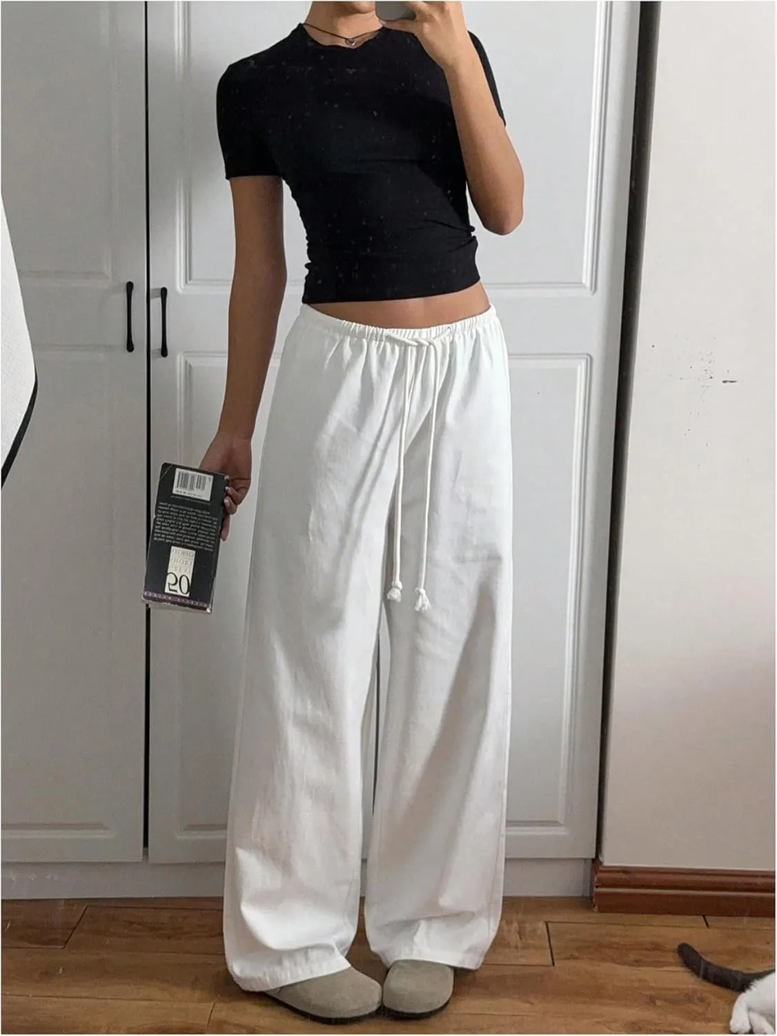 COZYEASE Women's Straight Leg Loose Pants Drawstring Waist Casual Sweatpants Trousers