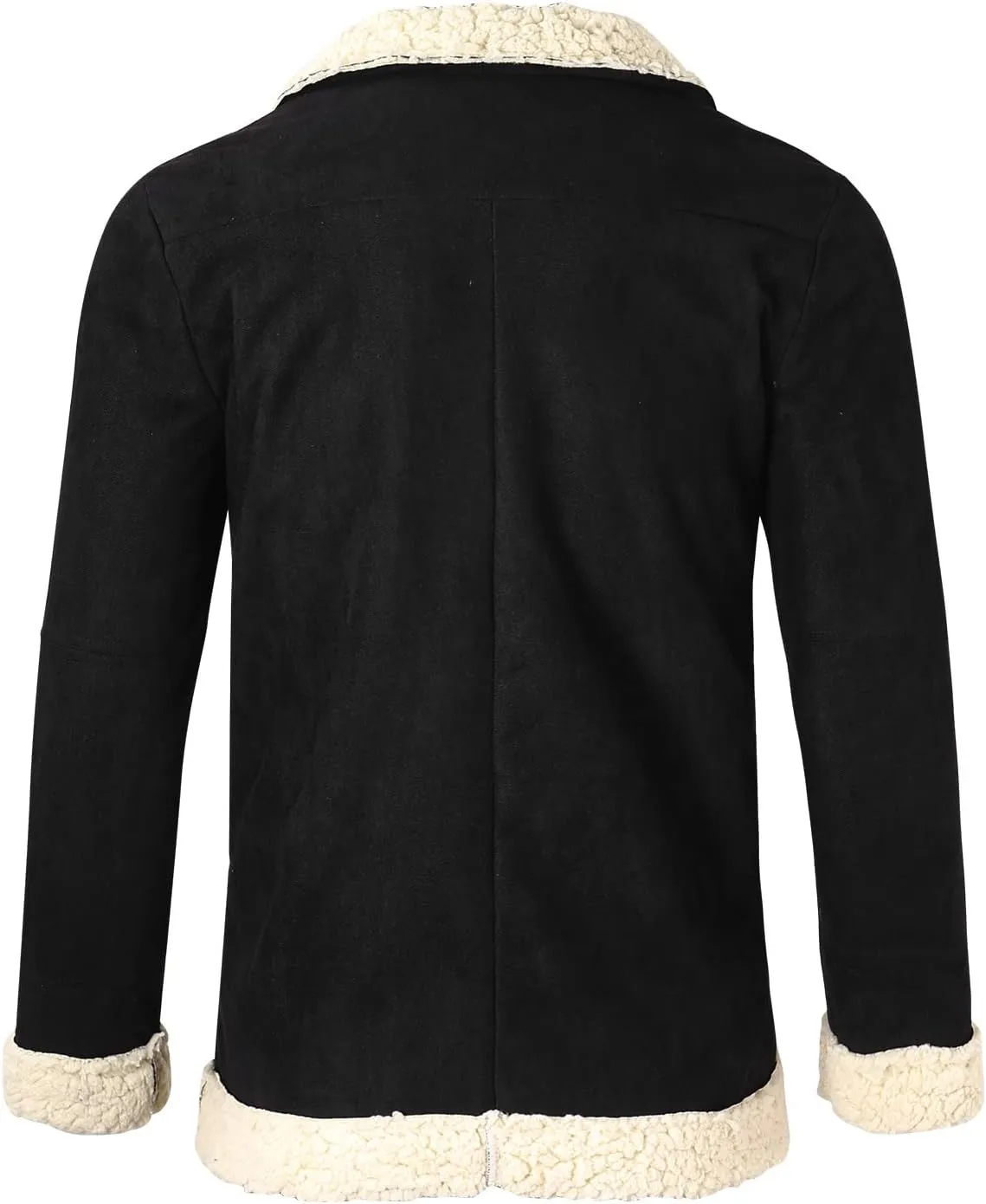 CRNTCEM Mens Shearling Sheepskin Leather Jacket Classic Brown Cotton Turn-Down Collar Sherpa Lined Warm Winter Casual Coats