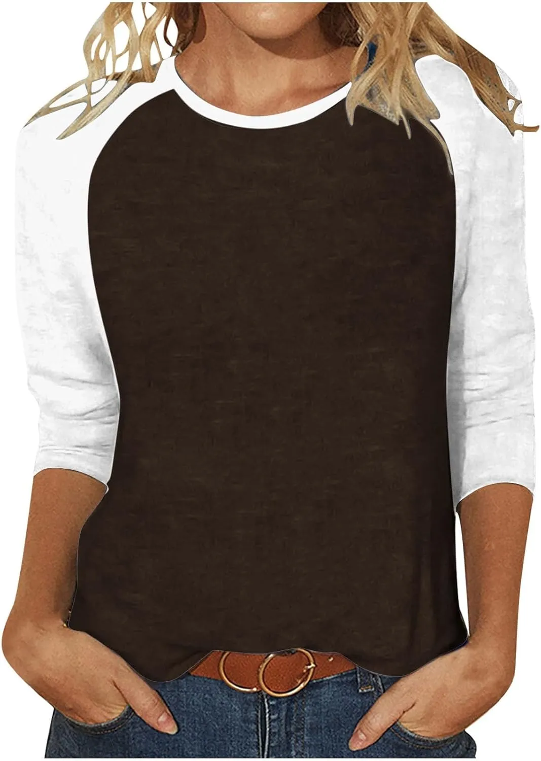 Custom Shirt, Your Own Design Text/Photo/Image/Logo Women Printed Tshirt Patchwork 3/4 Sleeve Blouse Tops
