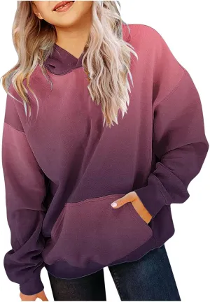 Cute Hoodies For Girls Oversized Long Sleeve Sweatshirt Gradient Teen Girls Pullover Tops 2-13 Years