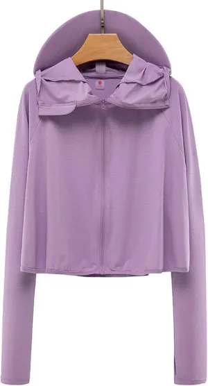 Cycling Clothing Women, Cape Knit, Breathable Sun Protection, Purple, One Size,Running Hiking Light Jackets