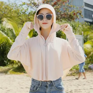Cycling Clothing Women, Hooded Face Covering, Breathable Sun Protection Clothing, Pink, One Size,Running Hiking Light Jackets