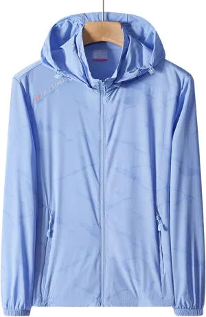Cycling Clothing Women, Ice Silk Breathable, Couple Sun Protection Clothing, Blue, XXL,Running Hiking Light Jackets