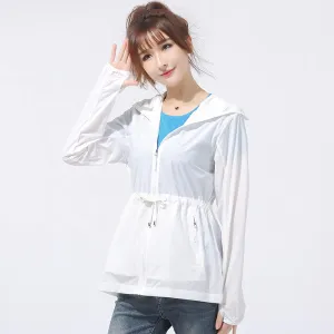 Cycling Clothing Women, Lightweight and Breathable, Mid-Length Sun Protection Jacket, White, 4XL,Running Hiking Light Jackets