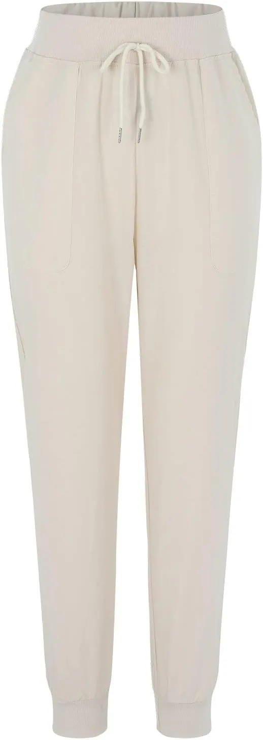 Elastic Waist Pants For Women Loose Cinch Bottom Cotton Linen Summer Plain Trousers Lounge Tapered Pants with Pockets