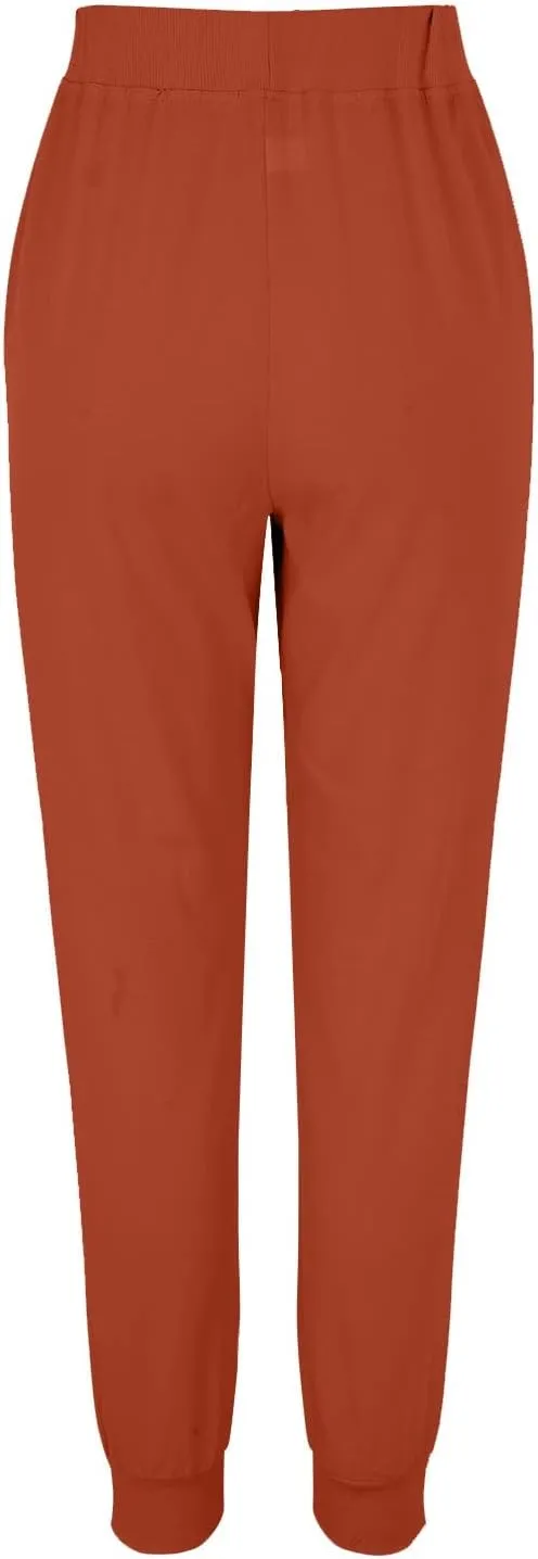 Elastic Waist Pants For Women Loose Cinch Bottom Cotton Linen Summer Plain Trousers Lounge Tapered Pants with Pockets