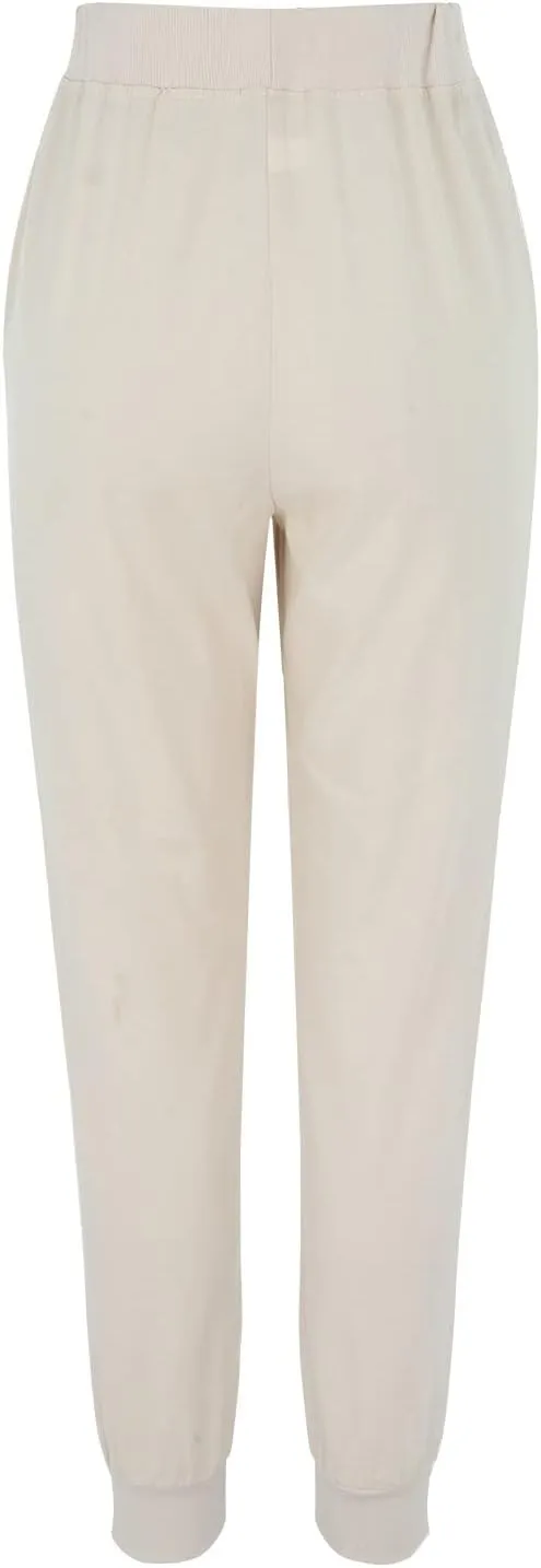 Elastic Waist Pants For Women Loose Cinch Bottom Cotton Linen Summer Plain Trousers Lounge Tapered Pants with Pockets