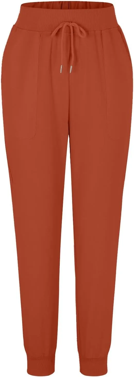 Elastic Waist Pants For Women Loose Cinch Bottom Cotton Linen Summer Plain Trousers Lounge Tapered Pants with Pockets
