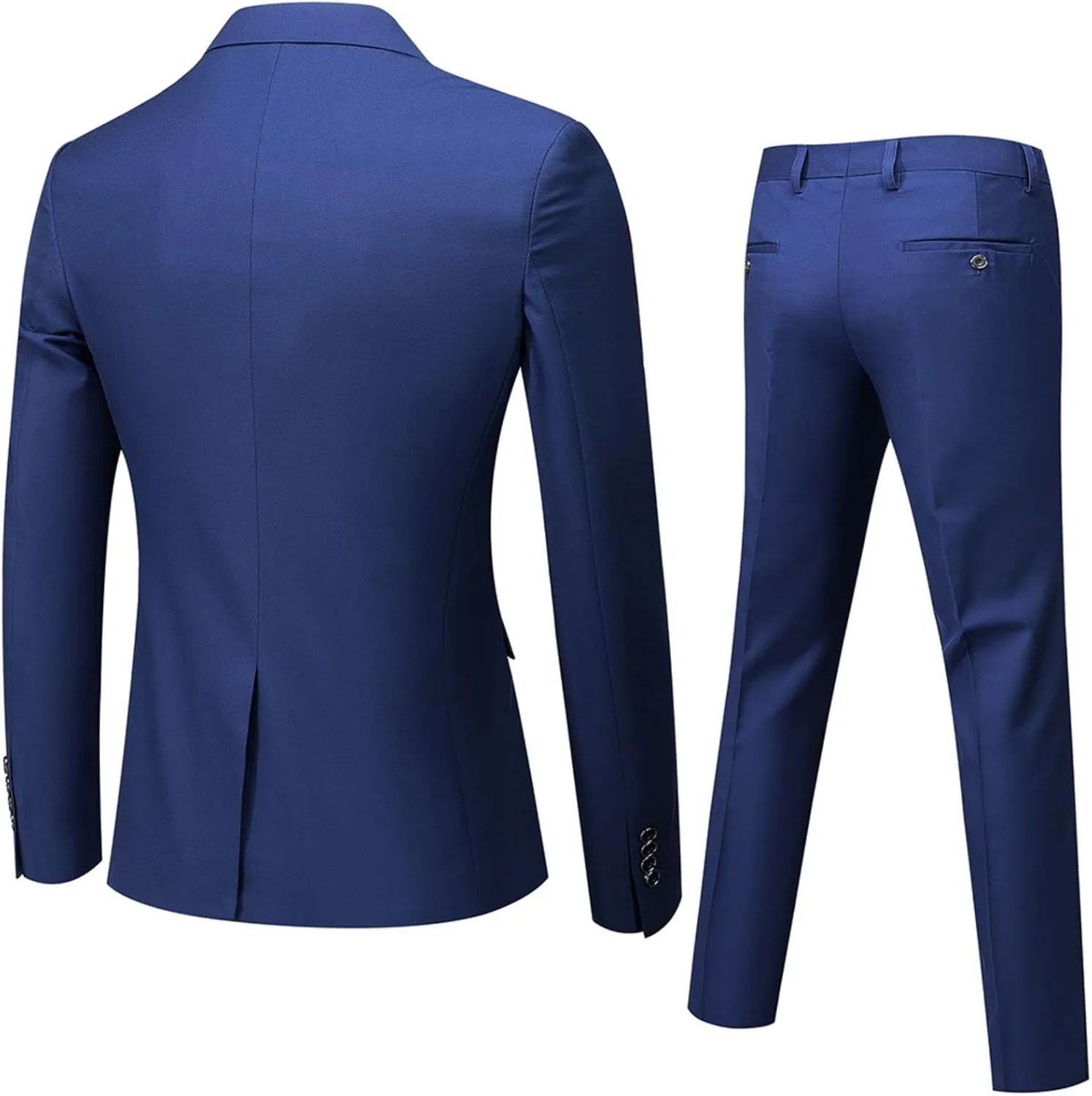 evzosrz Men Suits 3 Pieces Set Two Button Slim Fit Solid Color Jacket Tuxedo Formal Smart Wedding Business Casual Suit