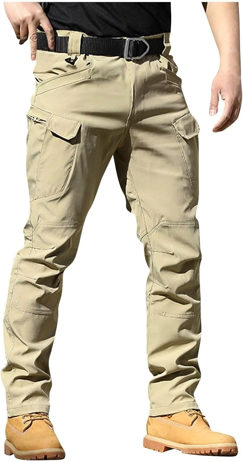 Flexcamo -Tactical Waterproof Pants Tactical Pant for Men Relaxed Fit Work Camo Hiking Cargo Pants Multi Pockets