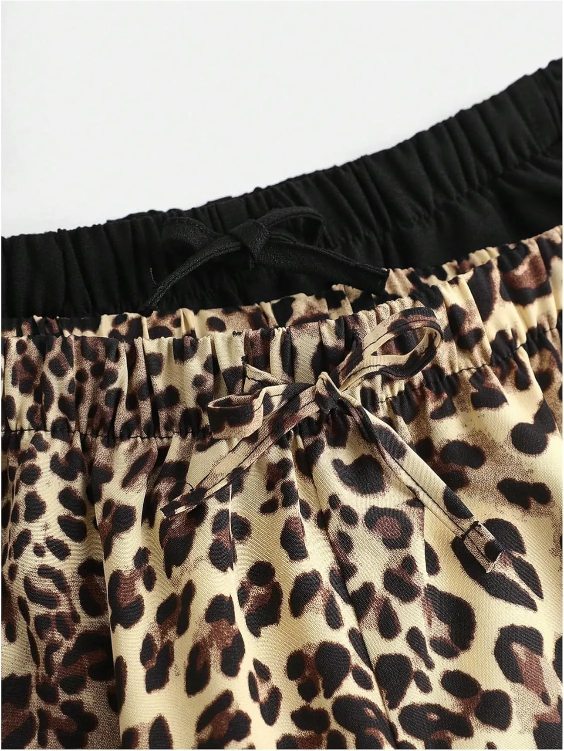 Floerns Girl's 2 Pcs Drawstring Waist Trousers Straight Wide Leg Loose Pants with Pockets