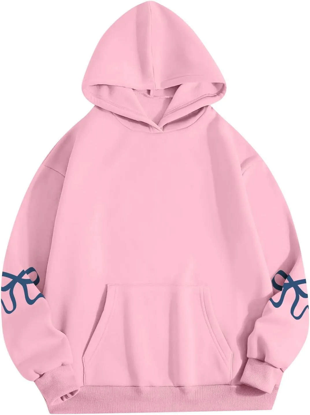 Gumipy Women Bow Print Hoodies Fun Graphic Fleece Oversized Hoodies Sweatshirt Trendy Long Sleeve Spring Hoodies Pullover