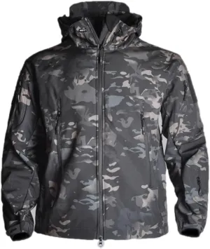HARGLESMAN Men's Outdoor Waterproof Soft Shell Hooded Fleece Military Functional Jacket