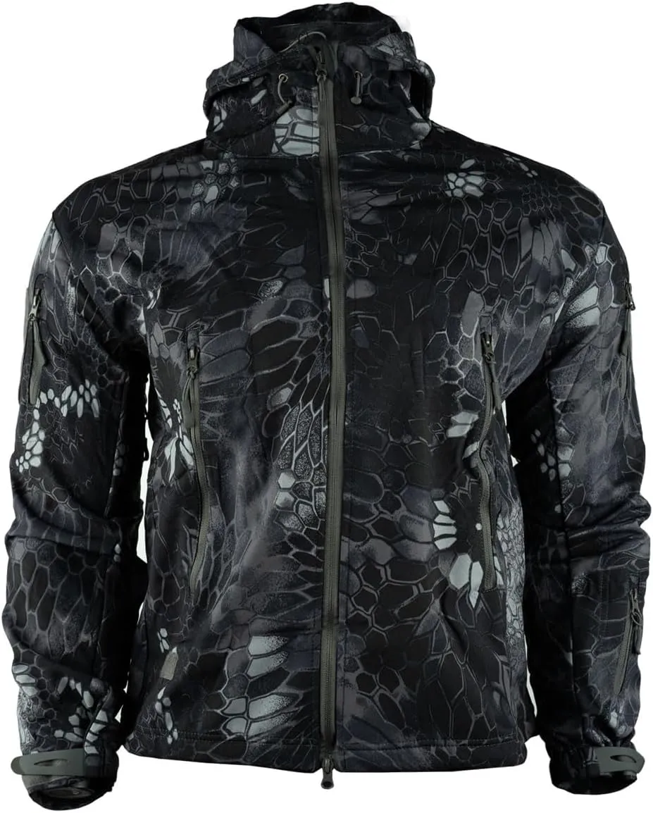 HARGLESMAN Men's Outdoor Waterproof Soft Shell Hooded Fleece Military Functional Jacket
