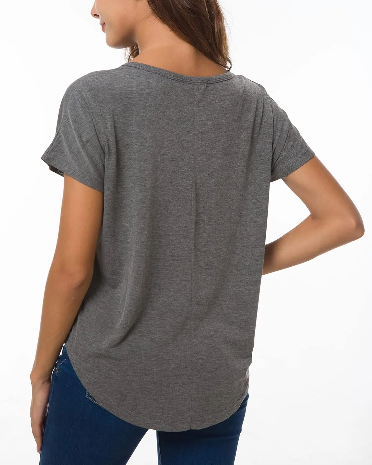 Herou Casual Summer Short Sleeve High Low Loose T Shirt Basic Tees Tops for Women