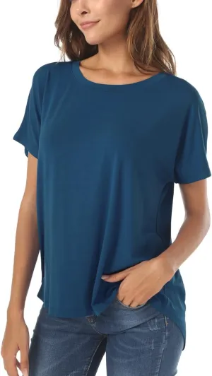 Herou Casual Summer Short Sleeve High Low Loose T Shirt Basic Tees Tops for Women