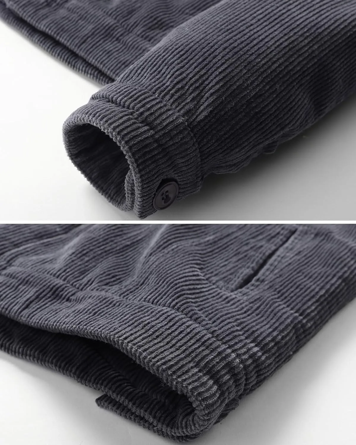 HOW'ON Men's Corduroy Jacket Sherpa Lined Warm Jackets Fur Collar Casual Coats