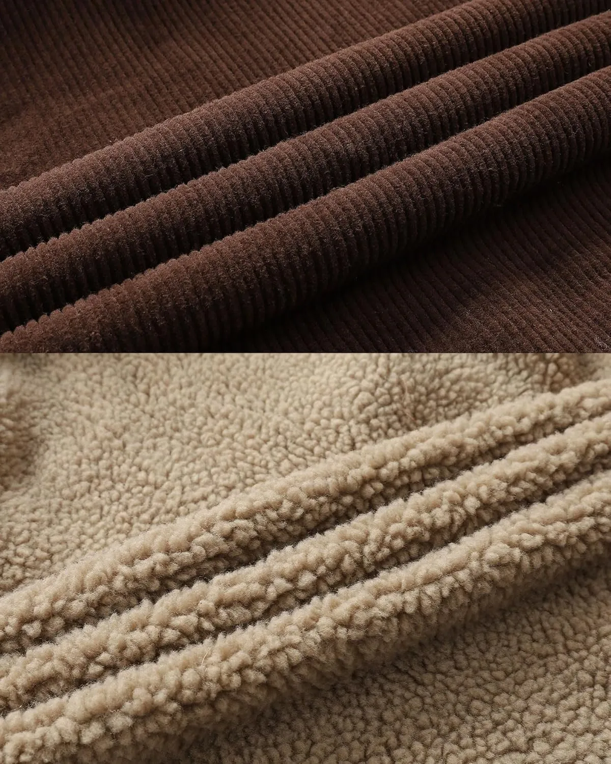 HOW'ON Men's Corduroy Jacket Sherpa Lined Warm Jackets Fur Collar Casual Coats