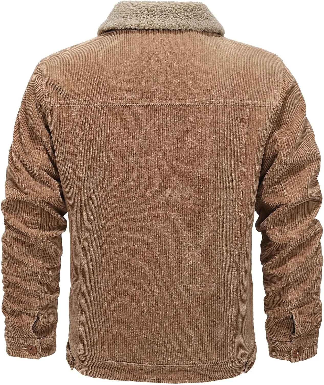 HOW'ON Men's Corduroy Jacket Sherpa Lined Warm Jackets Fur Collar Casual Coats
