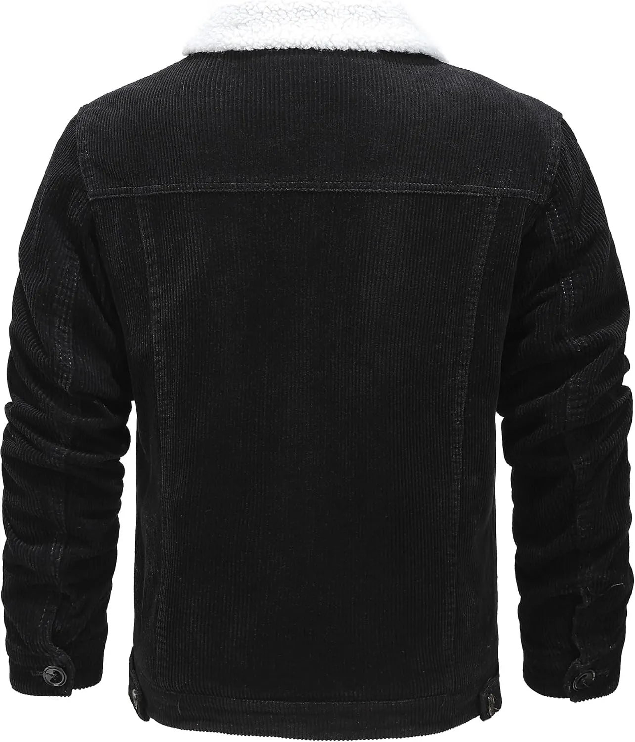 HOW'ON Men's Corduroy Jacket Sherpa Lined Warm Jackets Fur Collar Casual Coats