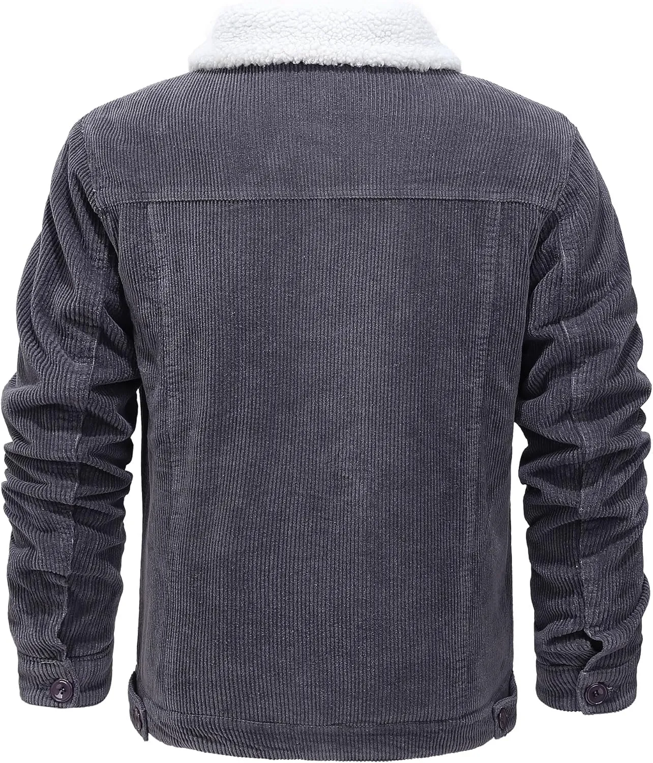 HOW'ON Men's Corduroy Jacket Sherpa Lined Warm Jackets Fur Collar Casual Coats