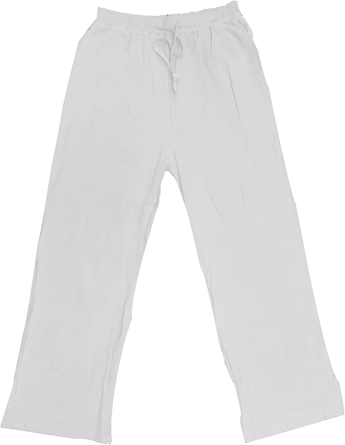 HUANLE Long Pants for Mens Linen Pants Casual Loose Lightweight Drawstring Elastic Waist Summer Yoga Beach Trousers