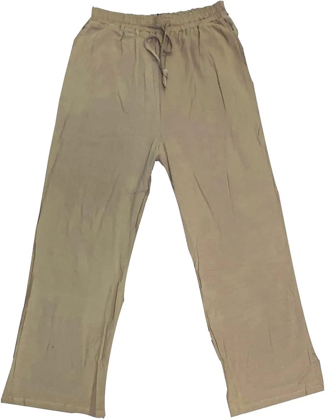 HUANLE Long Pants for Mens Linen Pants Casual Loose Lightweight Drawstring Elastic Waist Summer Yoga Beach Trousers