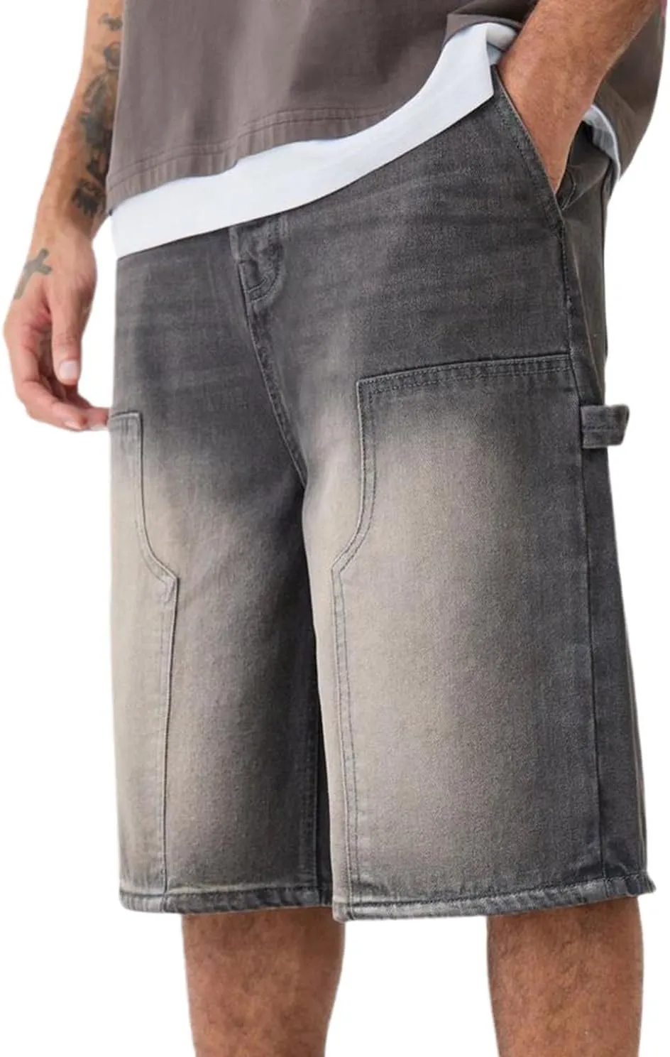 IDEALSANXUN Baggy Jean Shorts Men Summer Casual Jorts Relaxed Fit Long Denim Shorts